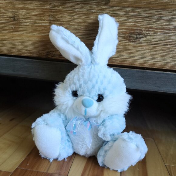 VINTAGE Bunny Rabbit Plushie Stuffed Animal Blue - Picture 1 of 2